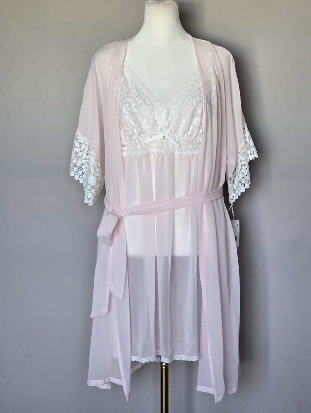 NWT Linea Donatella Vtg Peignoir Robe Nightgown Wedding Set S/M